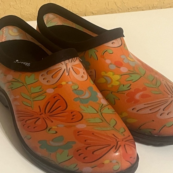 Sloggers Slip On Rain/Garden Shoes Women's Size 9 Floral Butterfly NWOT/NO BOX - Picture 4 of 11